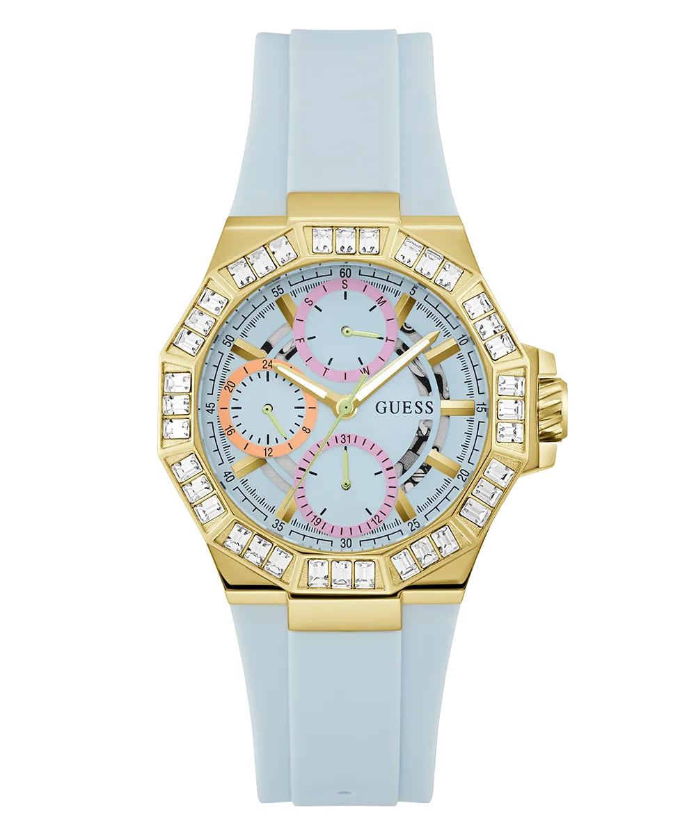 GUESS Ladies Blue Gold Tone Multi-function Watch