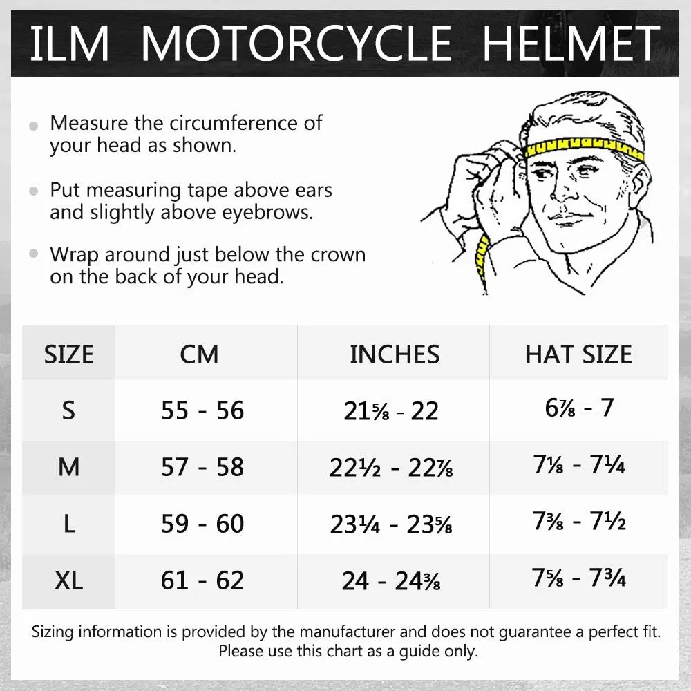 ILM Full Face Motorcycle Street Bike Helmet Model JK313