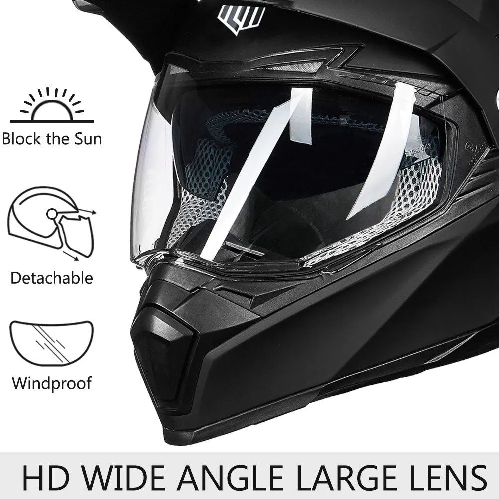 ILM Off Road Motorcycle Dual Sport Helmet Full Face Visor Model 606V