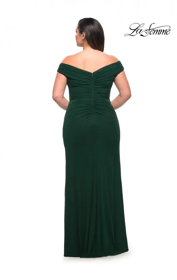 La Femme 29722 Jersey Off Shoulder Gown | Black, Emerald, Navy, Wine