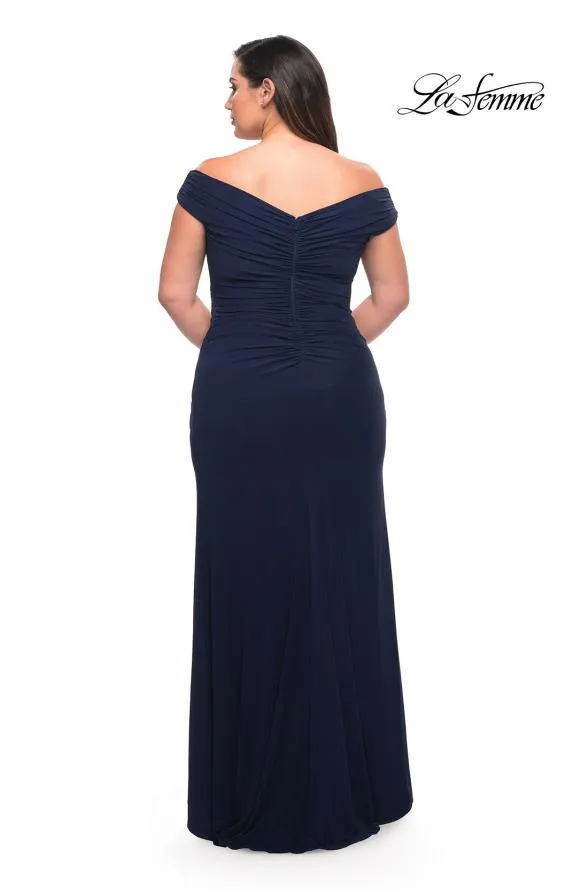 La Femme 29722 Jersey Off Shoulder Gown | Black, Emerald, Navy, Wine