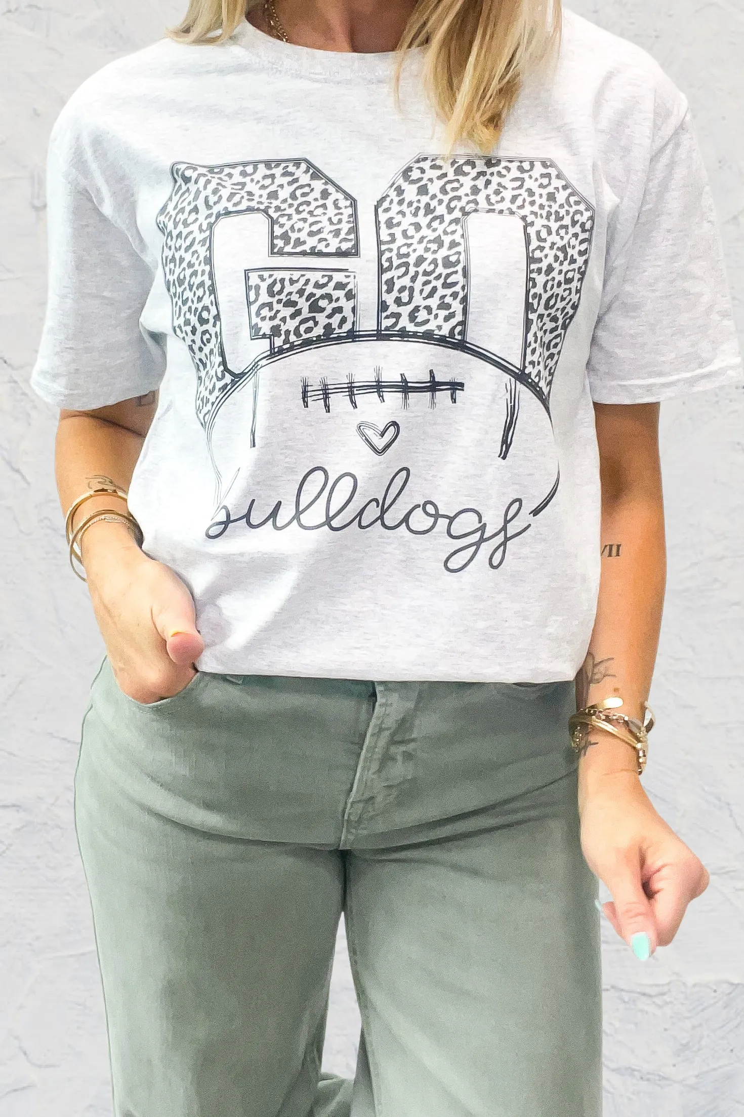 Leopard Go Bulldogs Football Tee