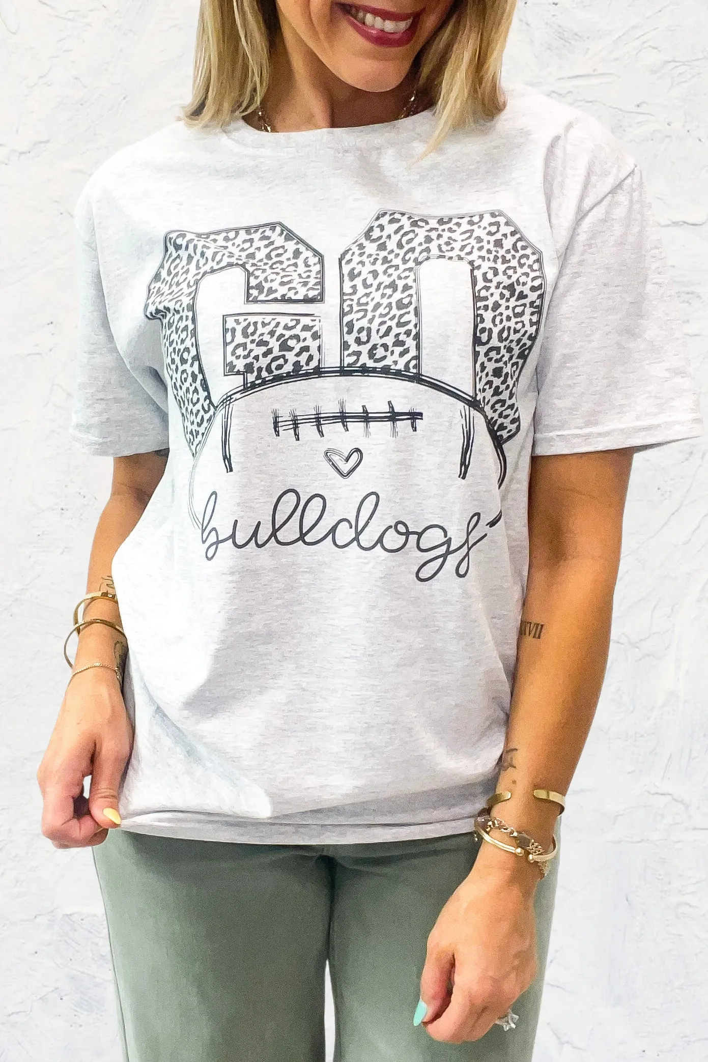 Leopard Go Bulldogs Football Tee