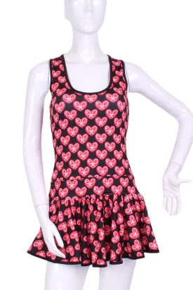 Limited Mini Heart Black Sandra Dee Tennis Dress