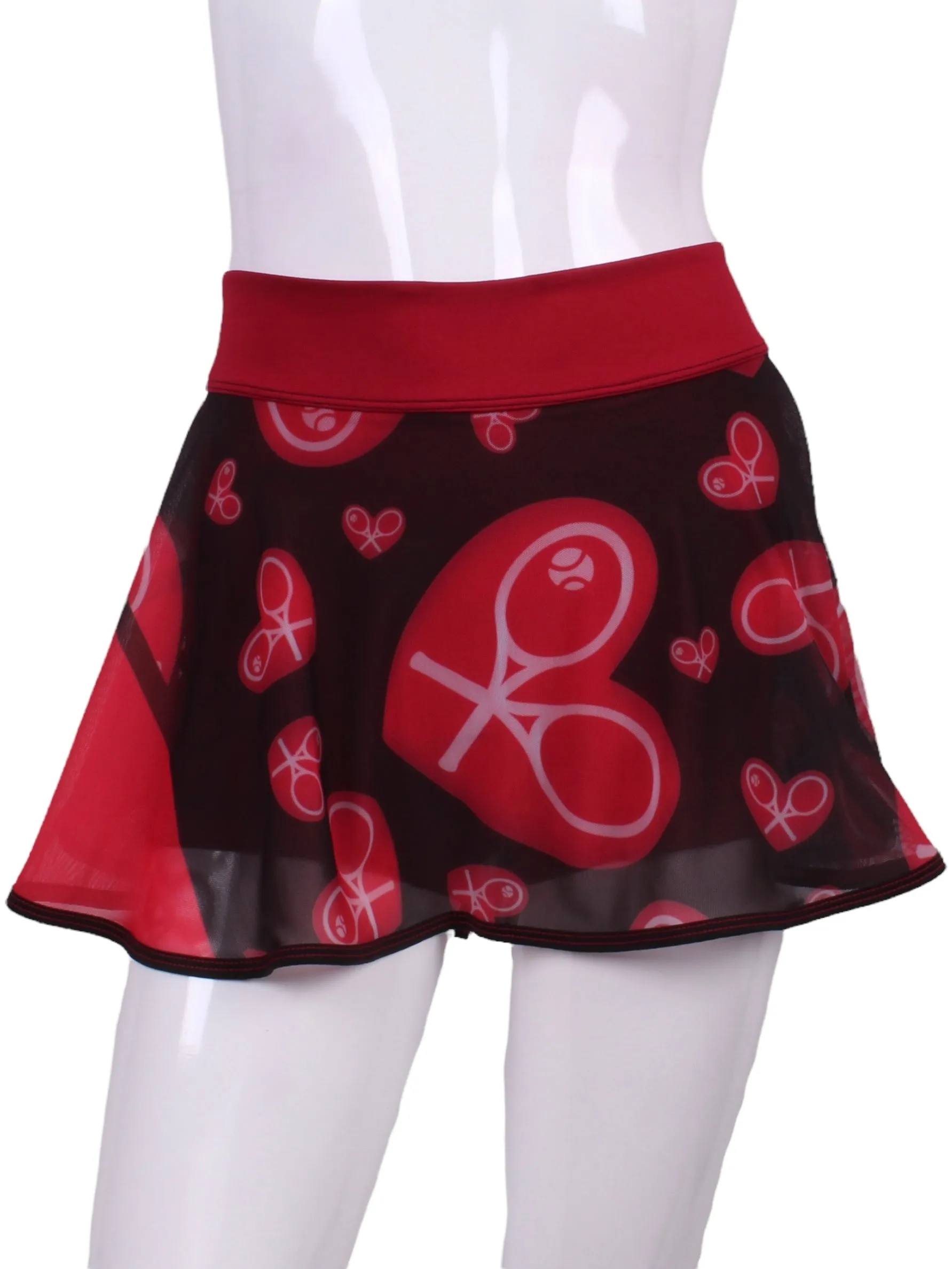 Limited Mondrian Mesh O Skirt  Red Waistband