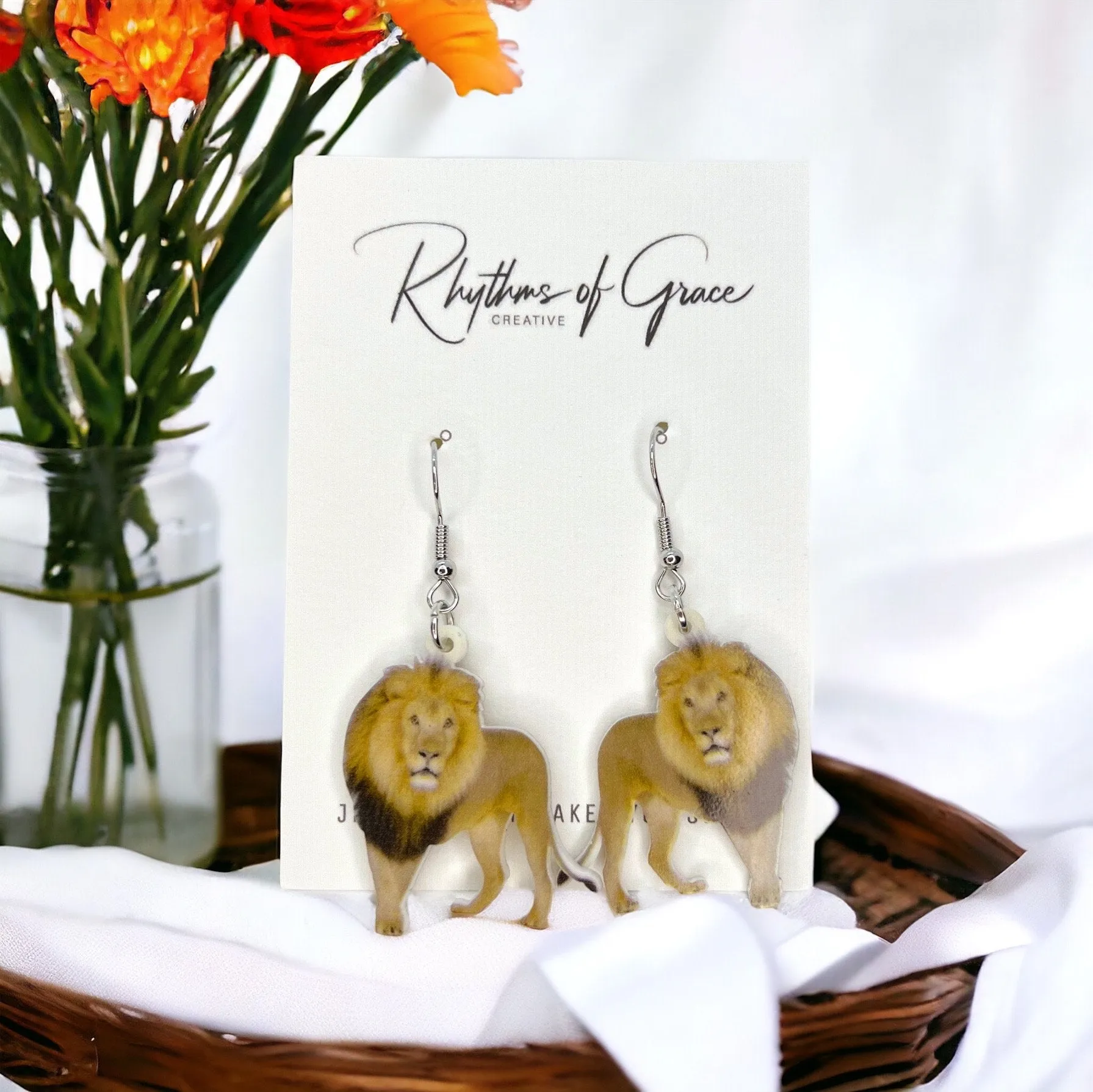 Lion Earrings - Lion Jewelry, Handmade Earrings, Handmade Jewelry, Animal Earrings, Lions Football, Animal Jewelry, Lions, Lioness, Africa