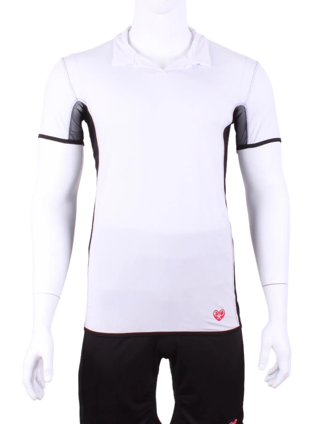 Long Men's Polo Shirt White With Mesh