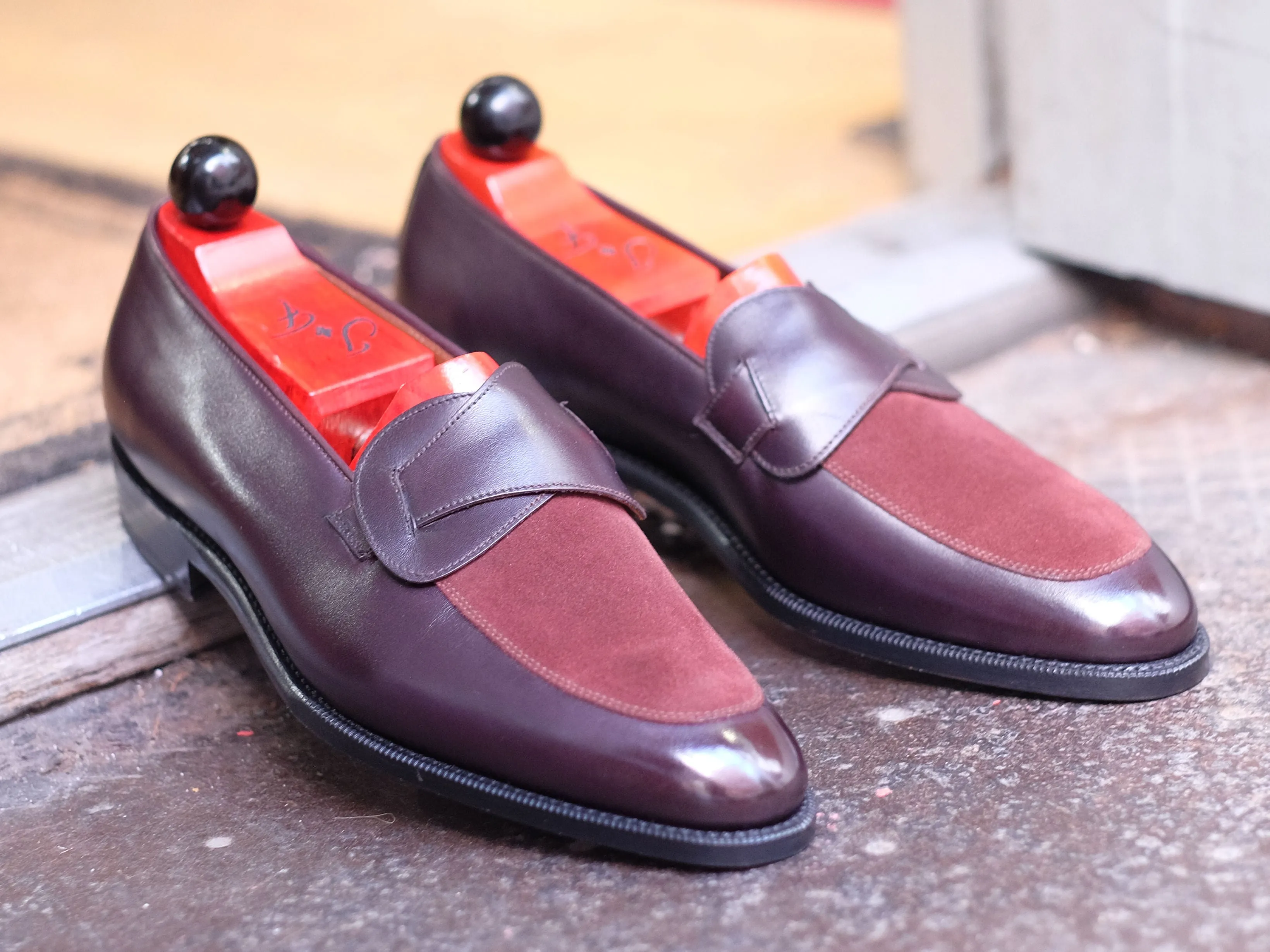 Meridian - MTO - Deep Merlot Calf / Burgundy Suede - TMG Last - Single Leather Sole