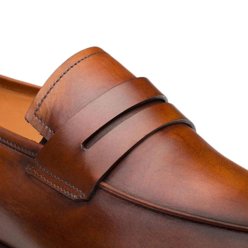 Mezlan Calfskin Penny Loafer Cognac