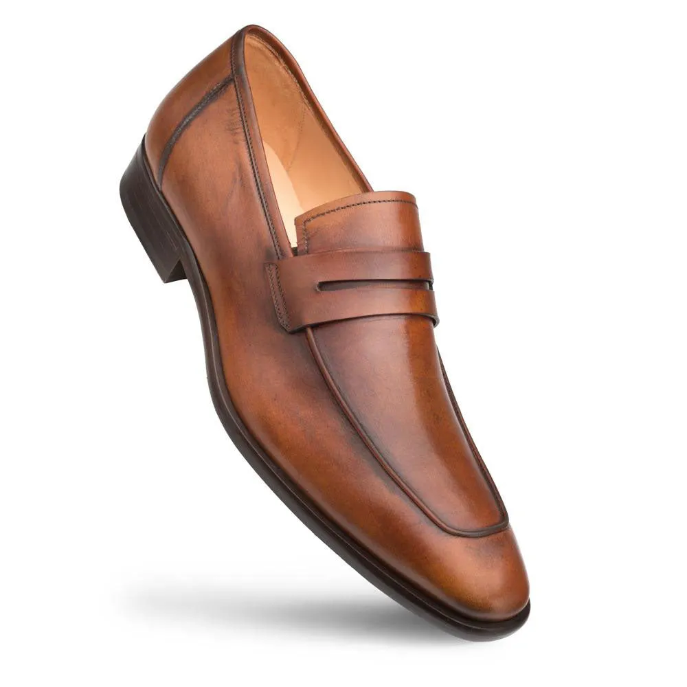 Mezlan Calfskin Penny Loafer Cognac