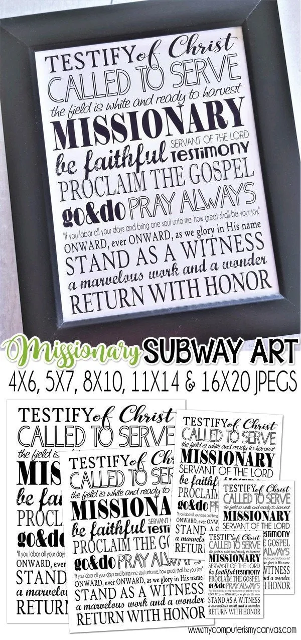 Missionary Subway Art PRINTABLE