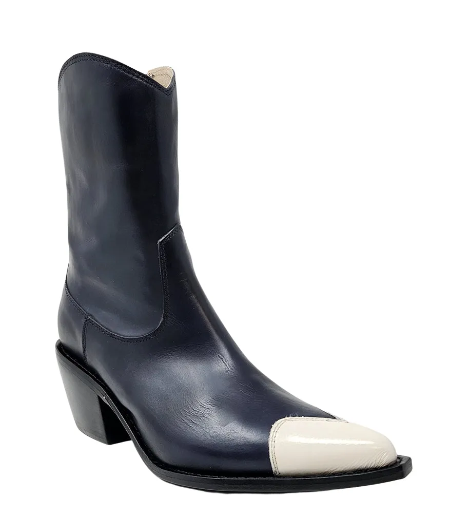 Navy/White Heart Toe Ankle Boot