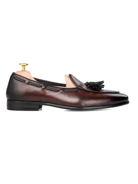 Noel Belgian Loafer Tassel - Dark Brown (Hand Painted Patina)