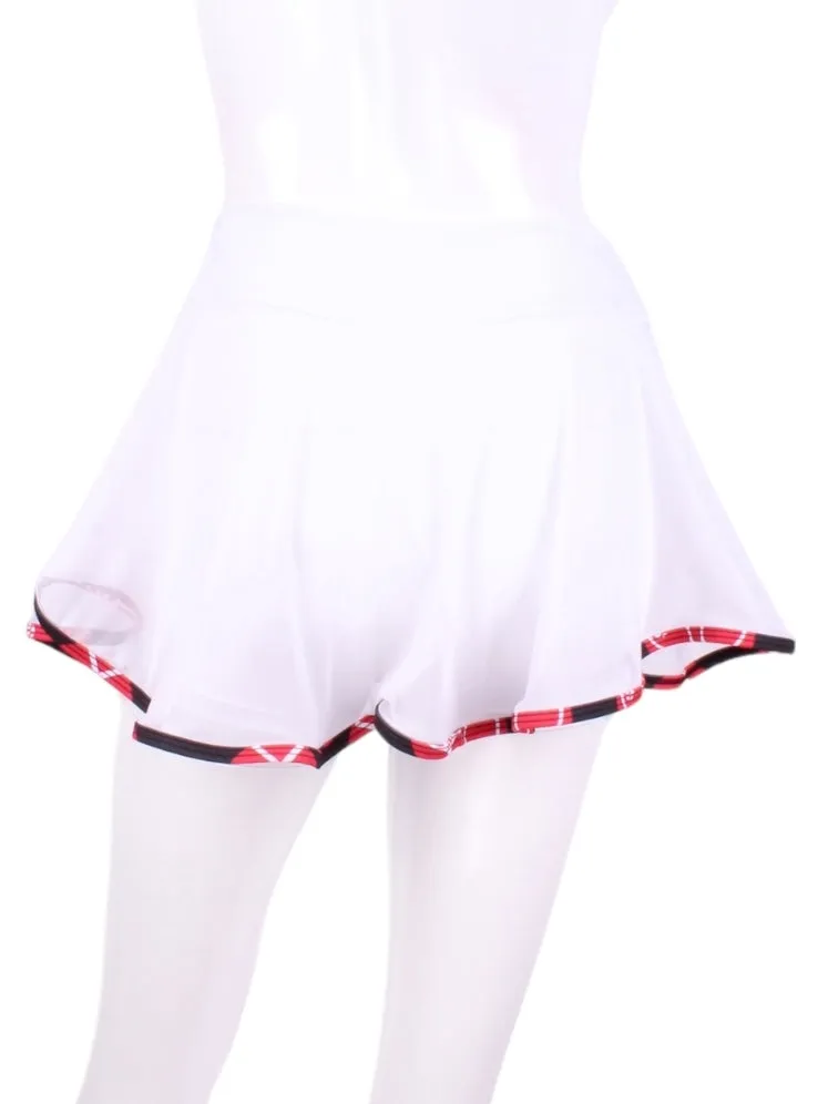 Off White mesh Love "O" Skirt with Black, Red Trim