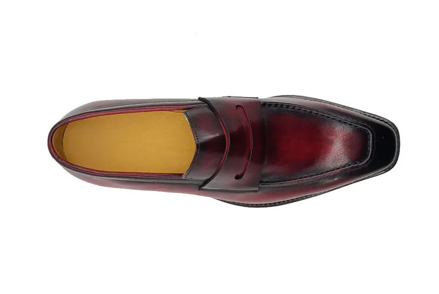 Patina Calfskin Slip-On Penny Loafer Burgundy