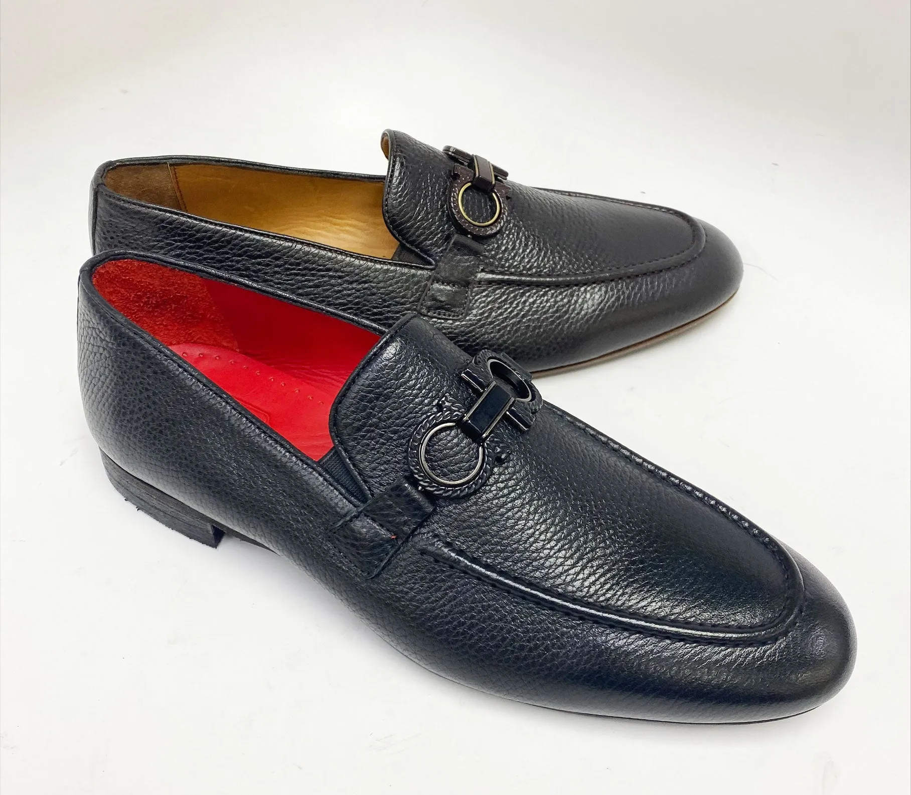 Pelle Pebbled Leather Loafer Black