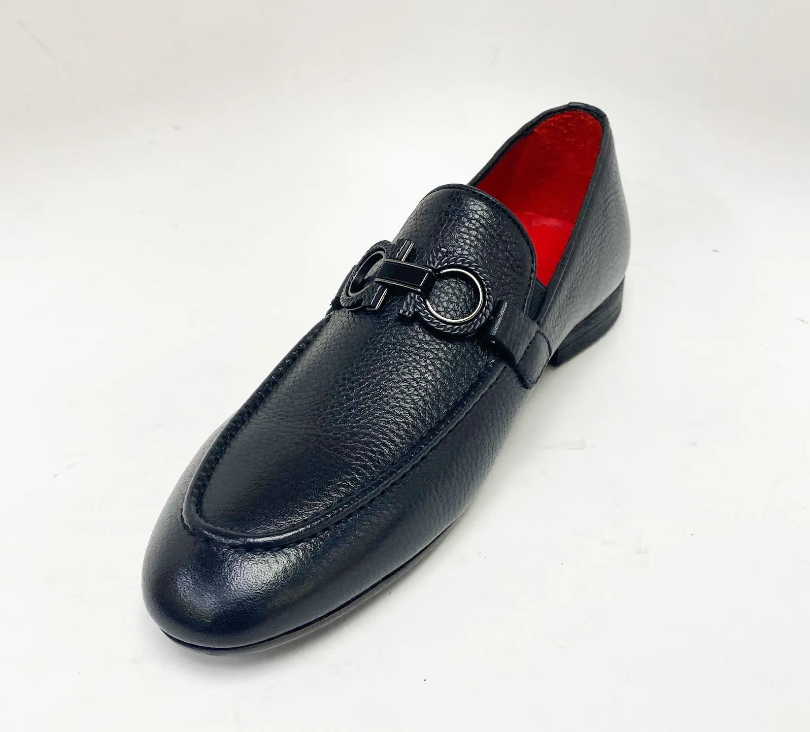 Pelle Pebbled Leather Loafer Black