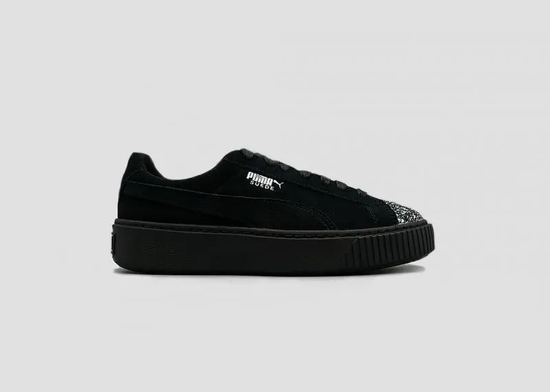 PUMA - Women - W Suede Platform - Black/Silver Glitter