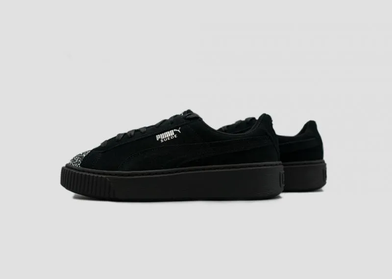 PUMA - Women - W Suede Platform - Black/Silver Glitter