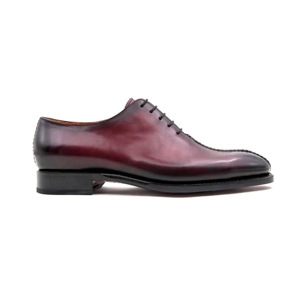 "Derrick" Burnished Calfskin Lace-Up Oxford Burgundy