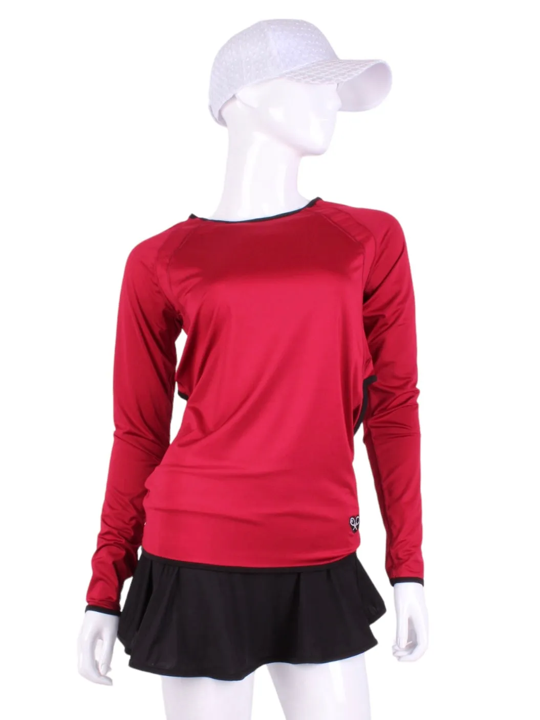 Red Raspberry Open Back Long Sleeve Crew