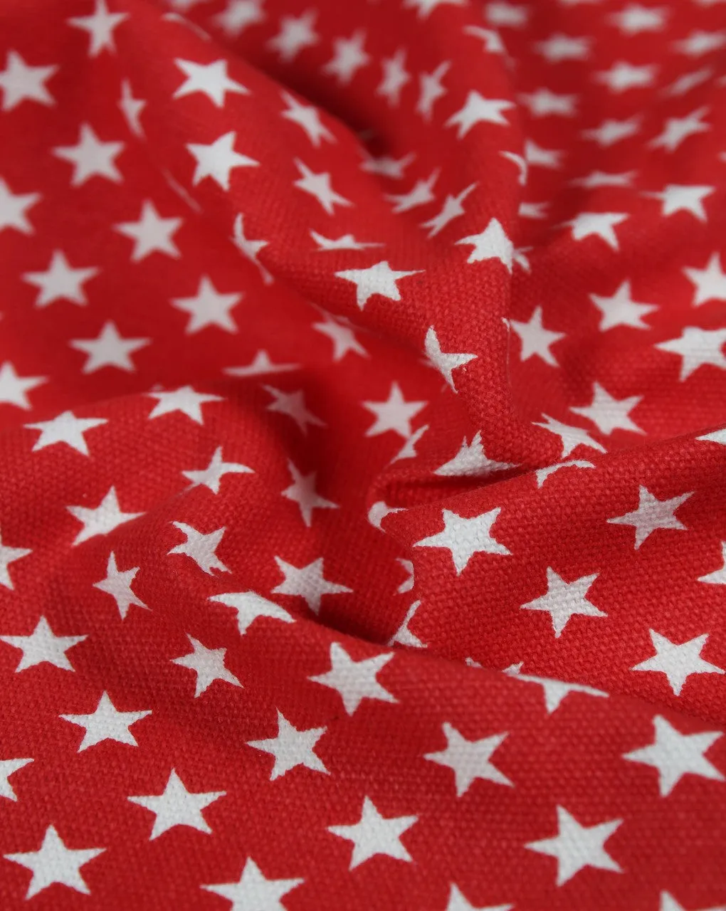 Red White Star Design Cotton Canvas Fabric