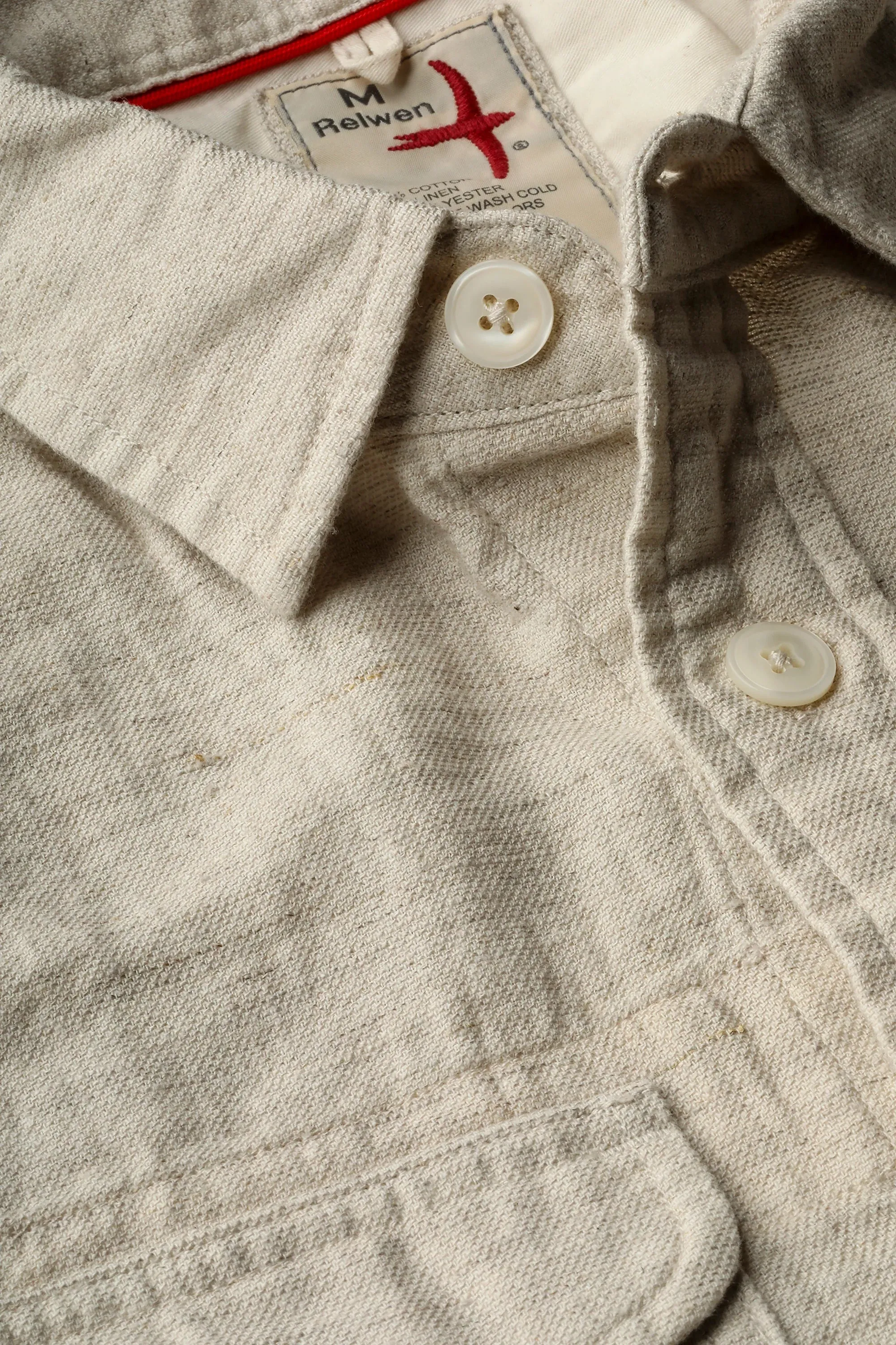 Relwen Natural Beige Linen Cotton Workshirt