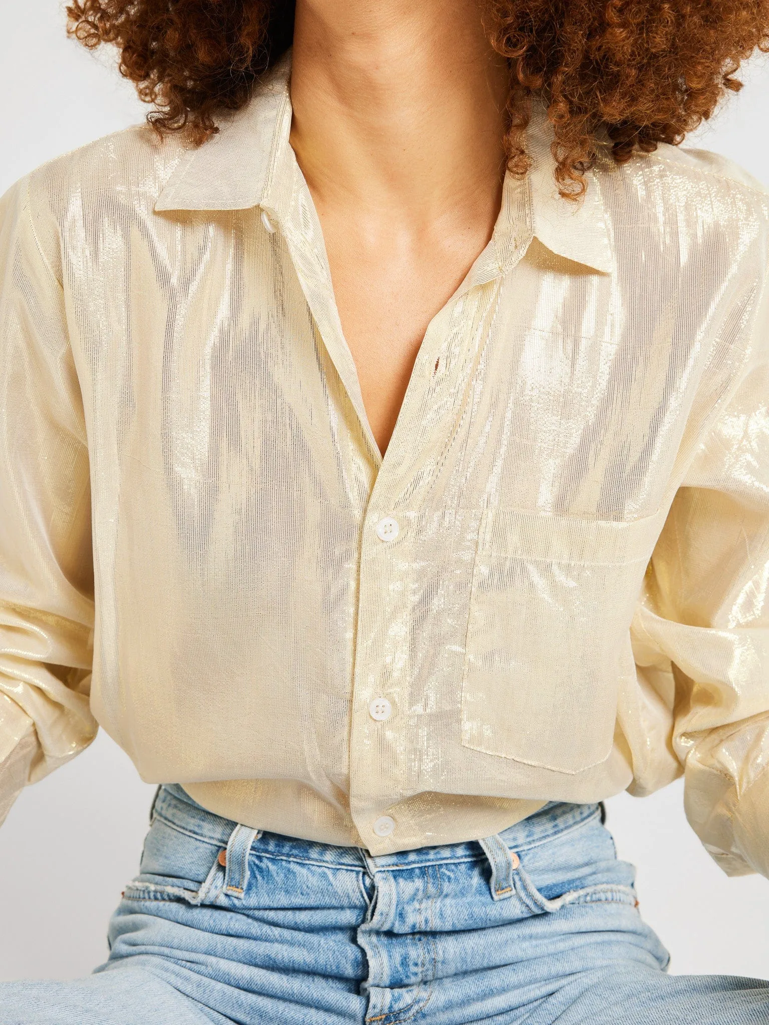 Sofia Top in Gold Lamé