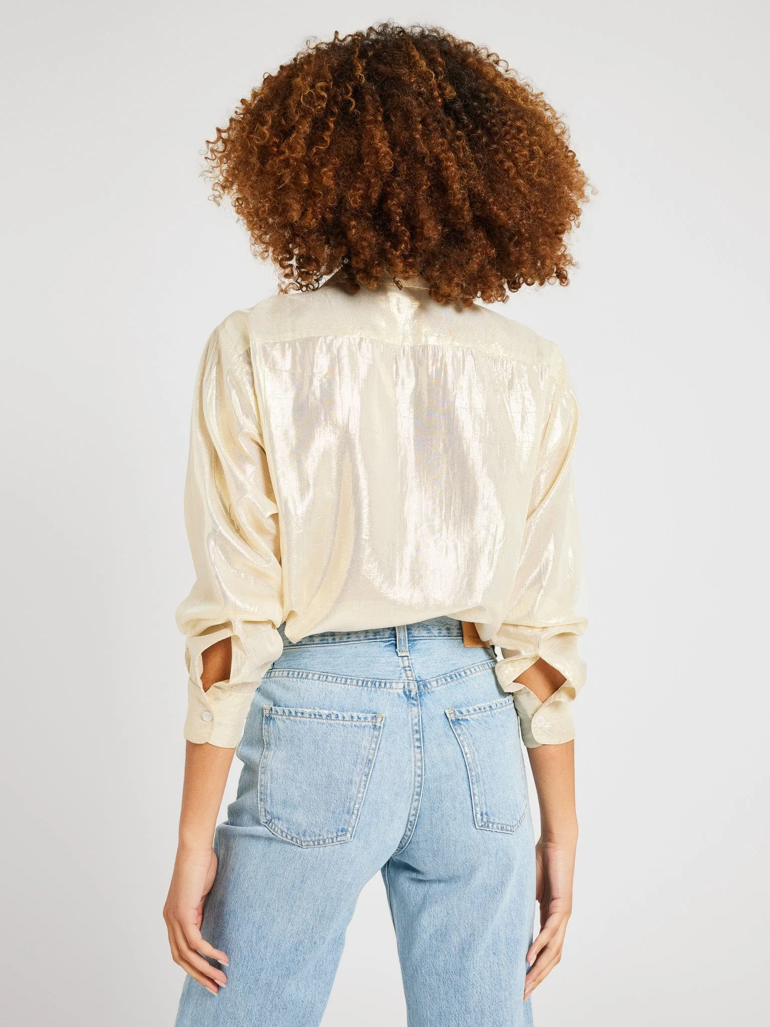 Sofia Top in Gold Lamé