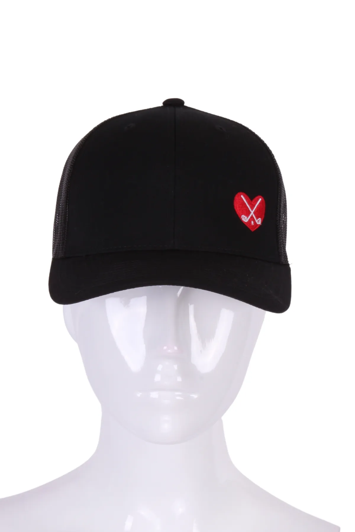 Solid Black Love Golf Trucker Hat