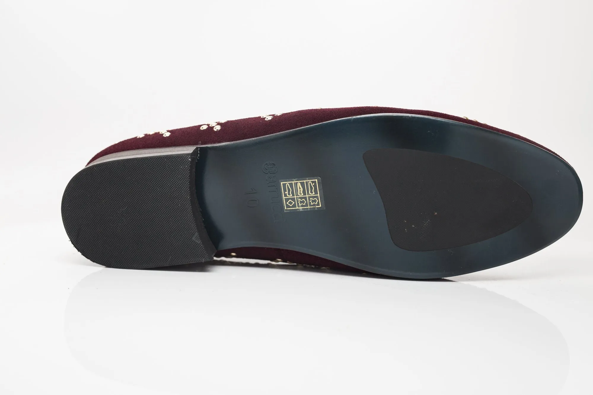 Studded Suede Slip-On Loafer Burgundy