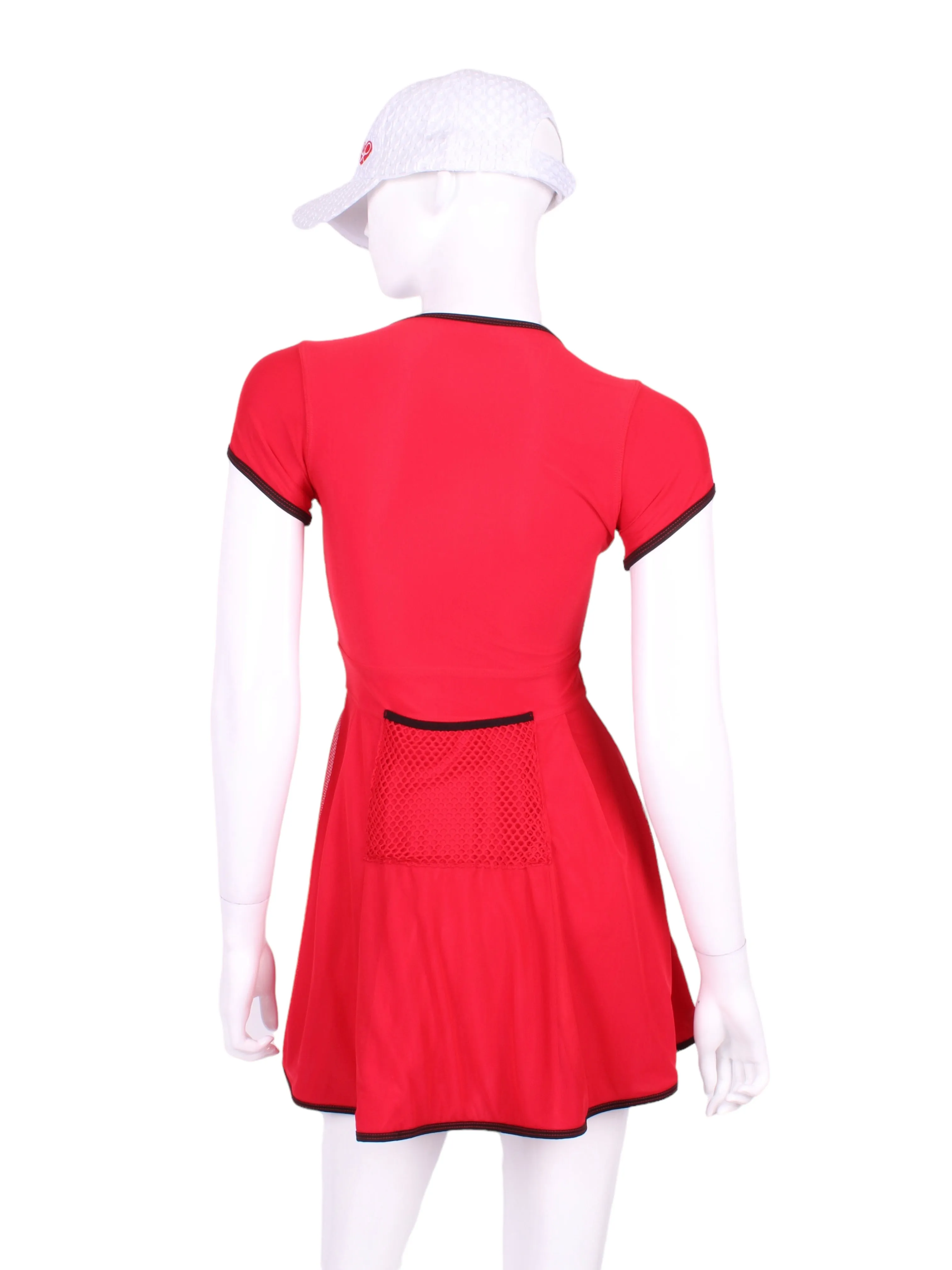 The Adeline Court To Cocktails Tennis Dress Red Mesh