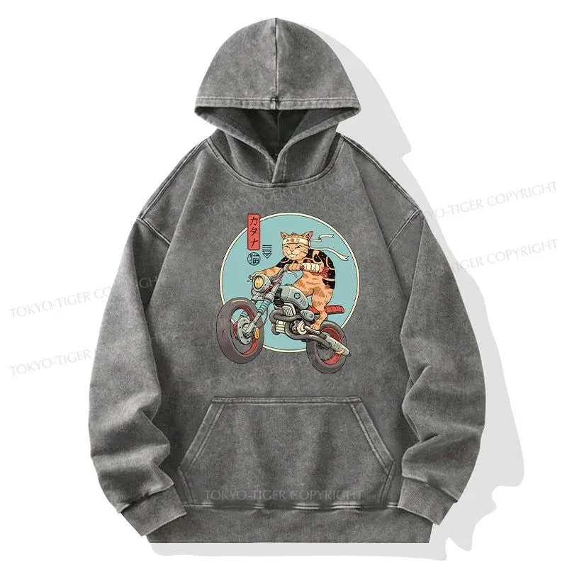 Tokyo-Tiger Catana Motorcycle Washed Hoodie