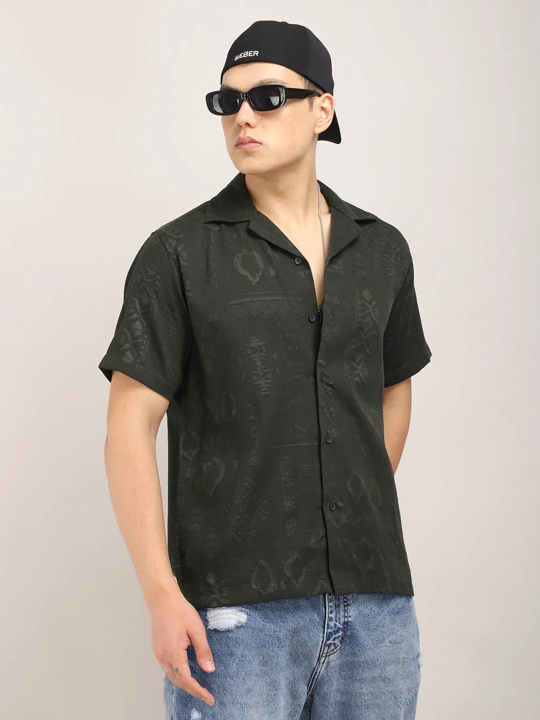 Unique Vision Olive Half Sleeve Shirt