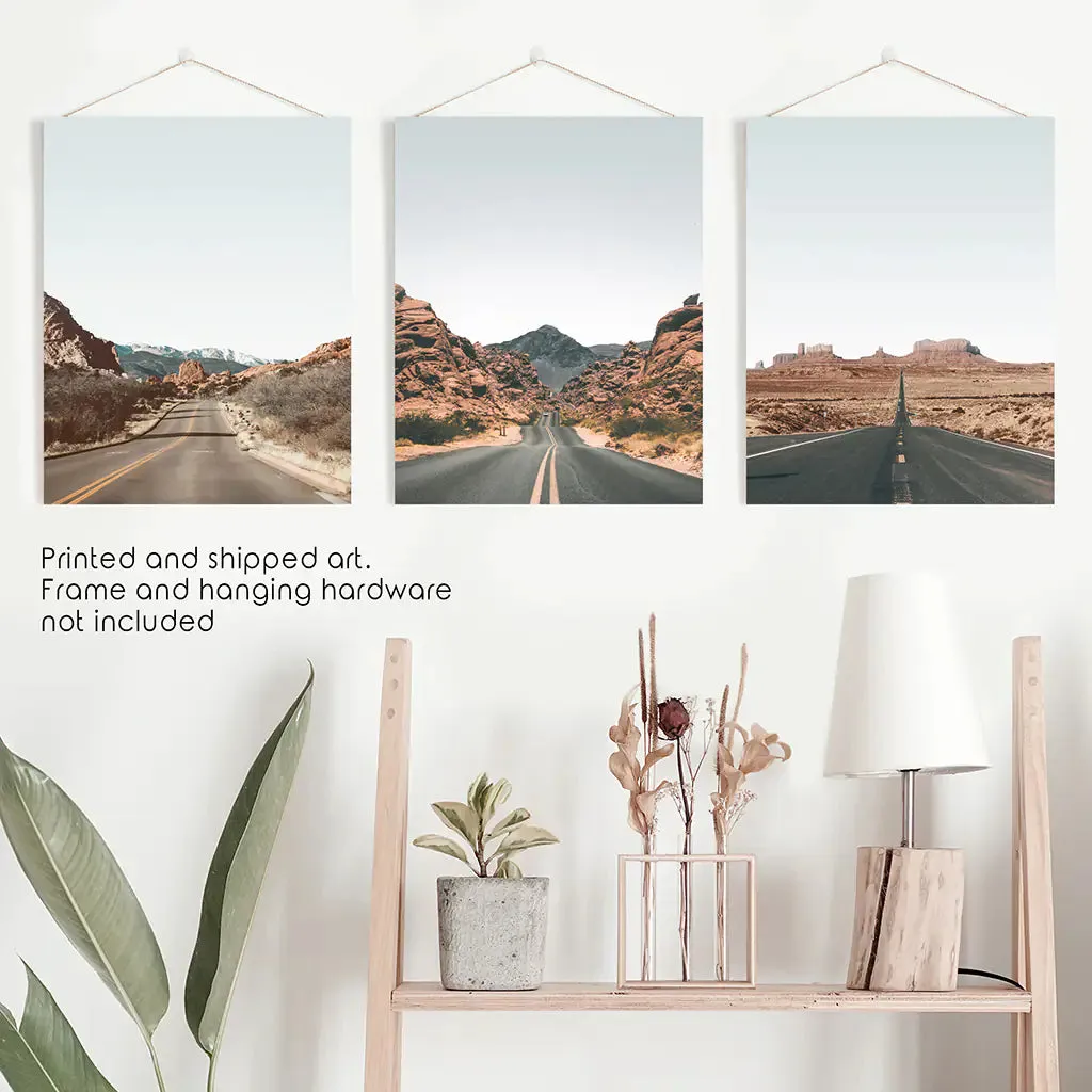 USA Travel Wall Art Set. Roads of Utah, Nevada, Colorado