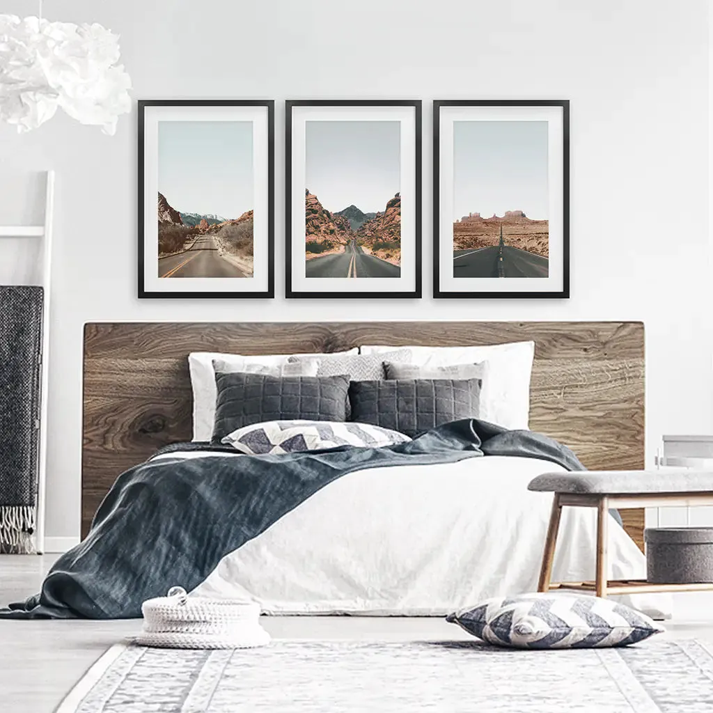 USA Travel Wall Art Set. Roads of Utah, Nevada, Colorado