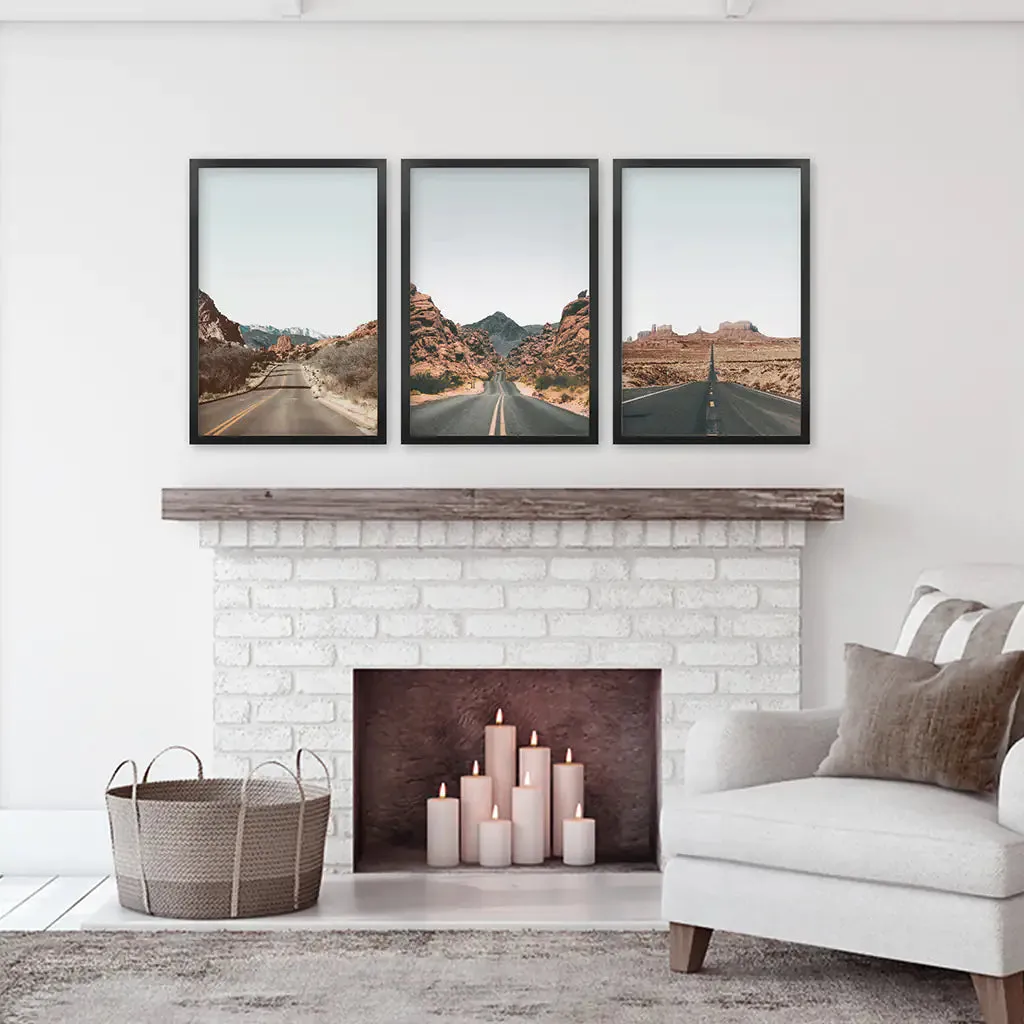 USA Travel Wall Art Set. Roads of Utah, Nevada, Colorado