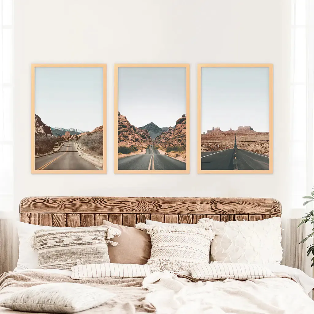 USA Travel Wall Art Set. Roads of Utah, Nevada, Colorado