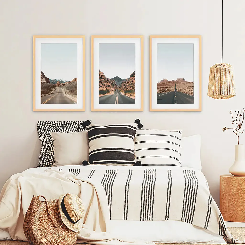 USA Travel Wall Art Set. Roads of Utah, Nevada, Colorado