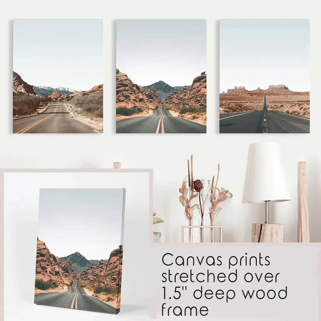 USA Travel Wall Art Set. Roads of Utah, Nevada, Colorado