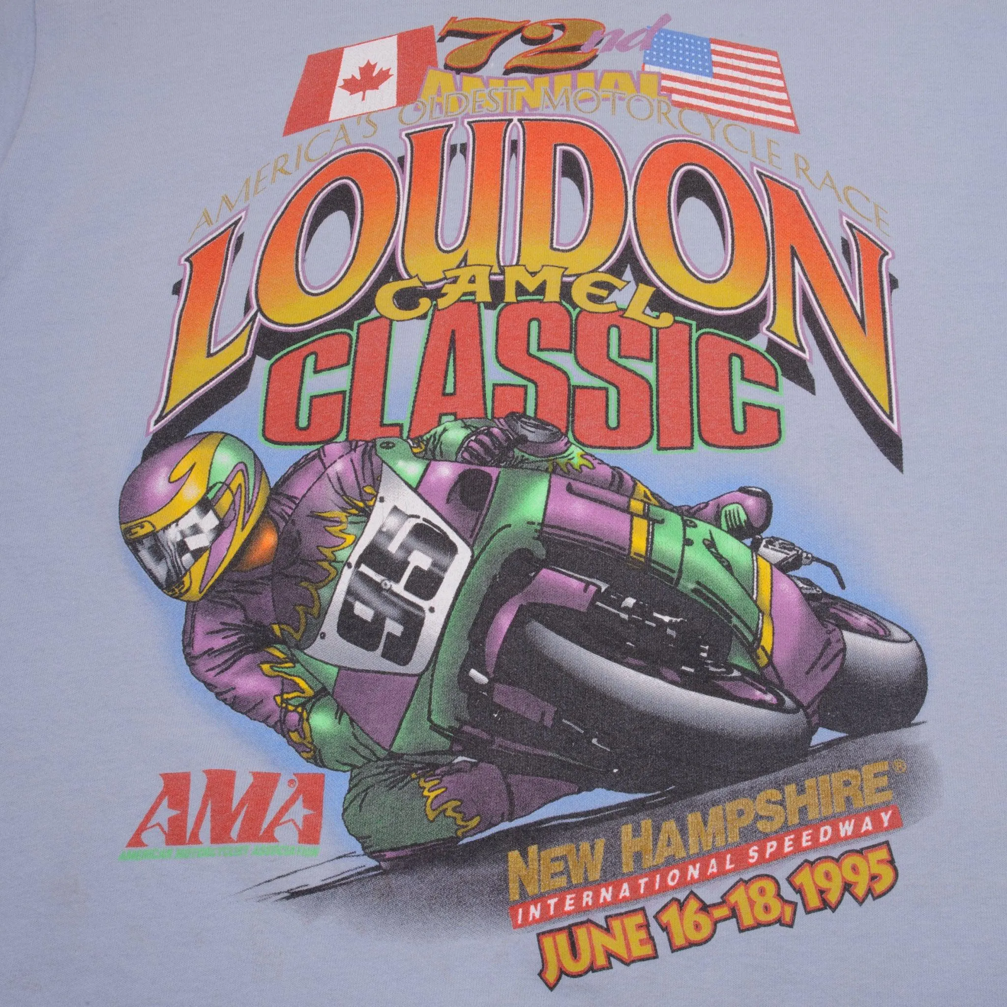 VINTAGE AMA MOTORCYCLE ROAD RACING LOUDON CAMEL 1995 TEE SHIRT LARGE MADE USA