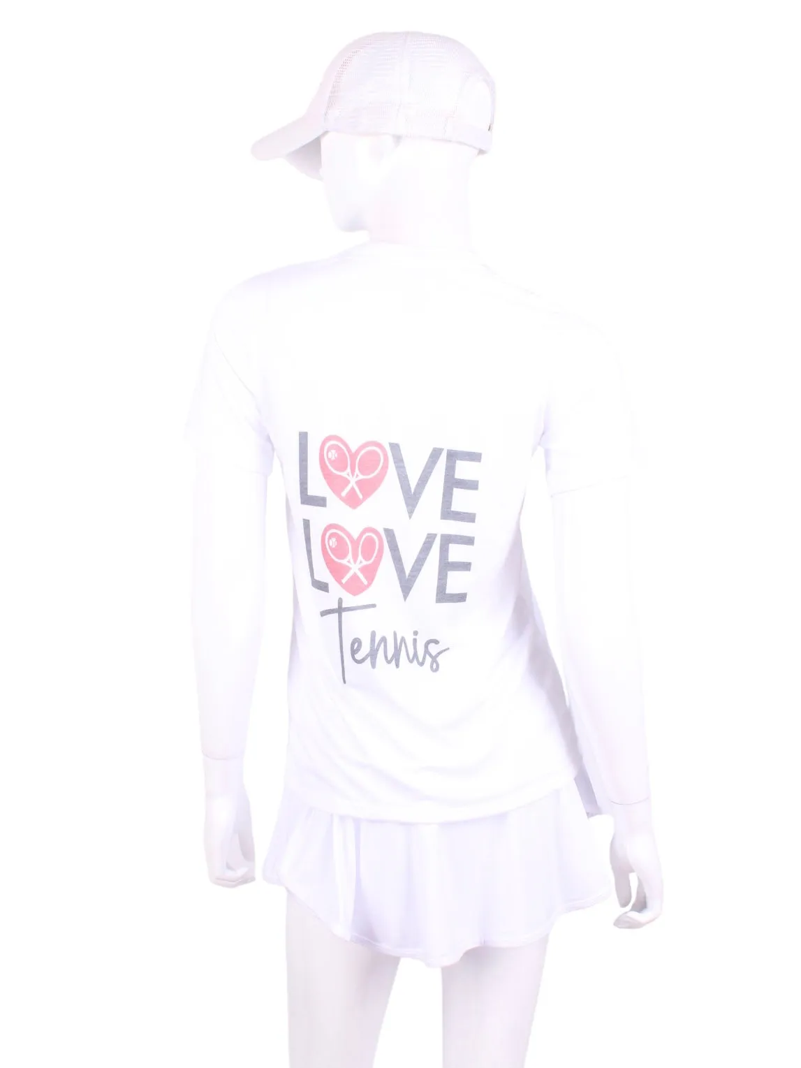 White V-Neck Unisex Love Love Tennis T-Shirt