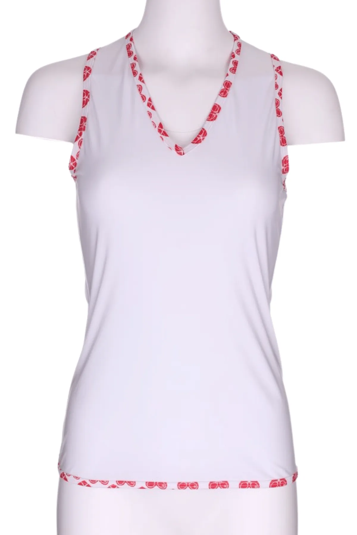 White Vee Tank with Red Heart Trim