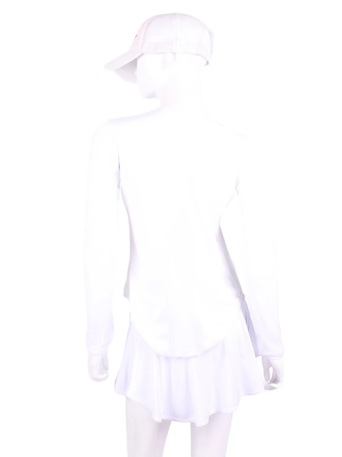 White   White Mesh Arm Long Sleeve Crew Tee