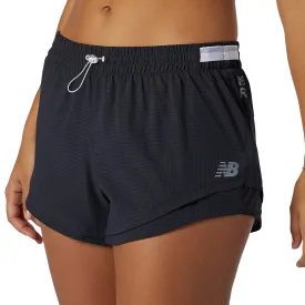 Womens New Balance Q Speed Fuel Short - Black / White